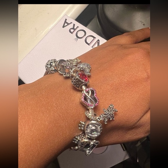 PANDORA SIGNATURE TWO-TONE LOGO CIRCLES DANGLE CHARM Style #: 782287C01 - Picture 8 of 13